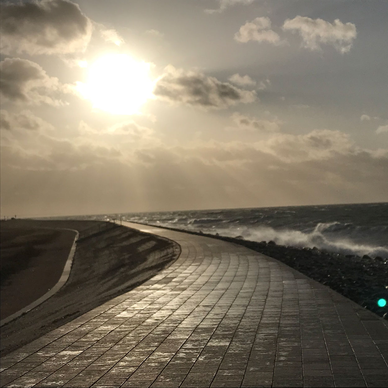 gepflasterter Deichweg